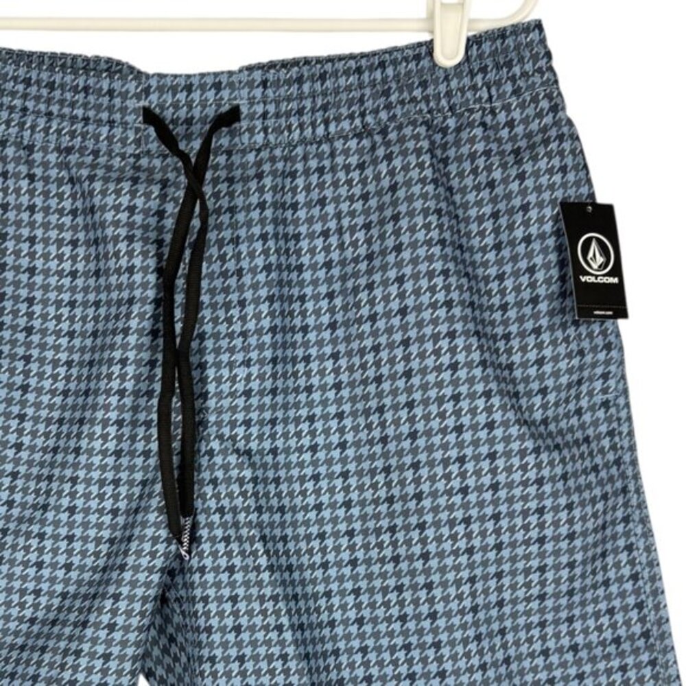 Volcom Men's Preston Houndstooth Blue Hybrid Shorts Size XL Drawstring Waist NWT - Picture 3 of 11